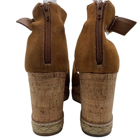 Dolce Vita Womens Shoes Otto Wedge Sandals 10 Brown Suede Leather Platform Chic - Picture 9 of 15